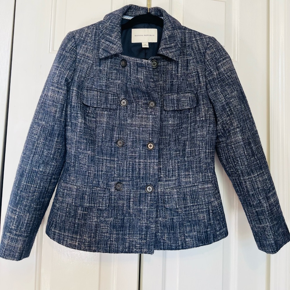 Banana Republic Navy Textured Suit Jacket